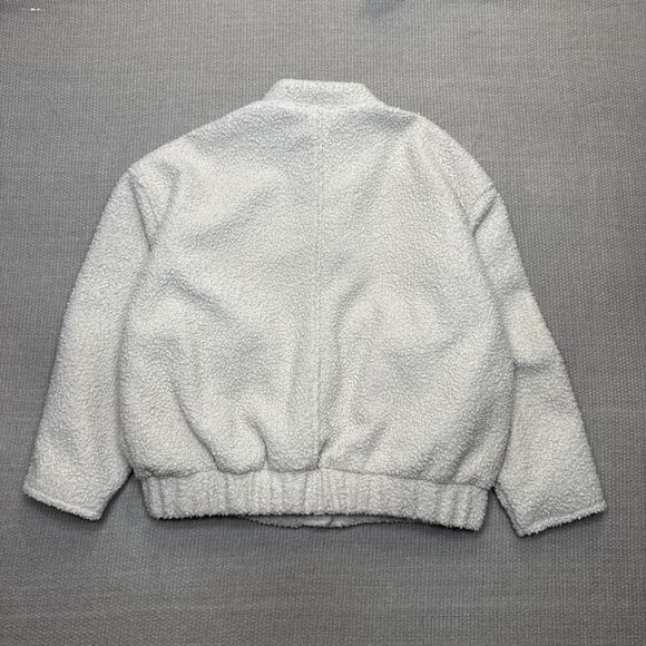 HM Teddy sherpa bomber jacket faux shearling minimalist fall coat simple classic - Picture 4 of 5